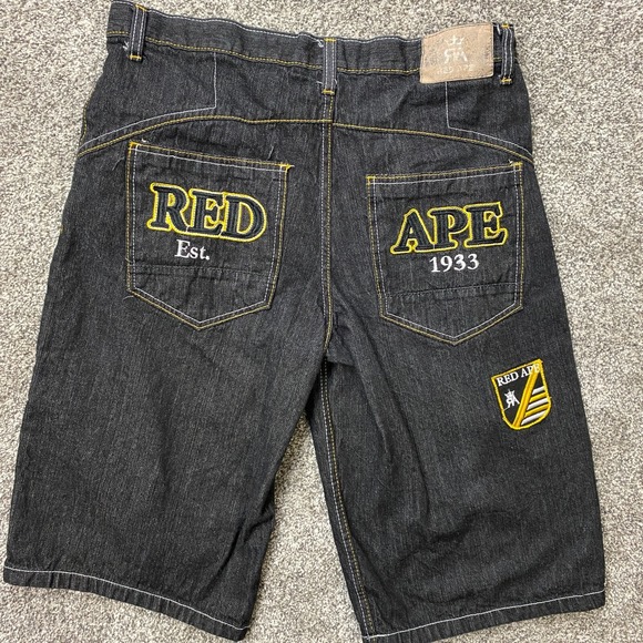 Vintage‎ Red Ape Short men 36X15 Denim Jeans Goth Baggy Rave Skater Y2K Hip Hop - Picture 1 of 10